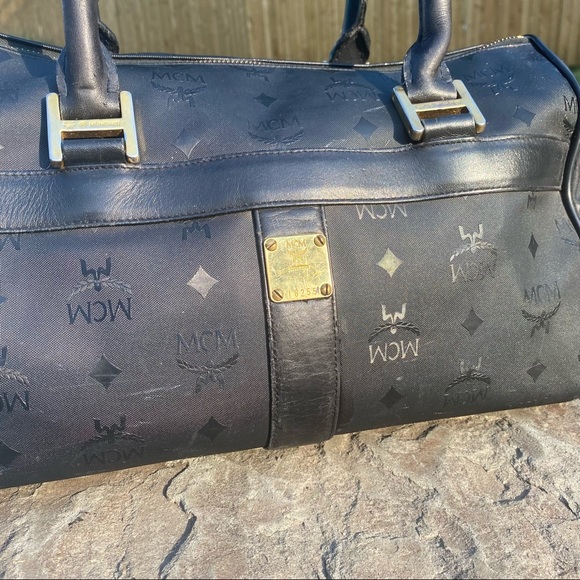 Vintage MCM Black Satchel Monogram Handbag - Picture 11 of 13